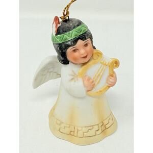 GREGORY PERILLO 1987 "VAGUE SHADOWS" NATIVE AMERICAN CERAMIC ANGEL BELL ORNAMENT